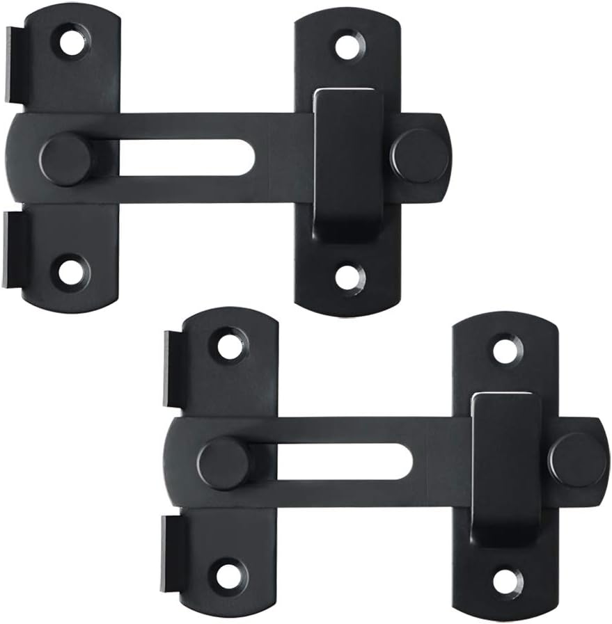 Kit 2 Travas Ferrolho 7.6cm Napkery - Aço Inoxidável Preto Fosco Para Portas