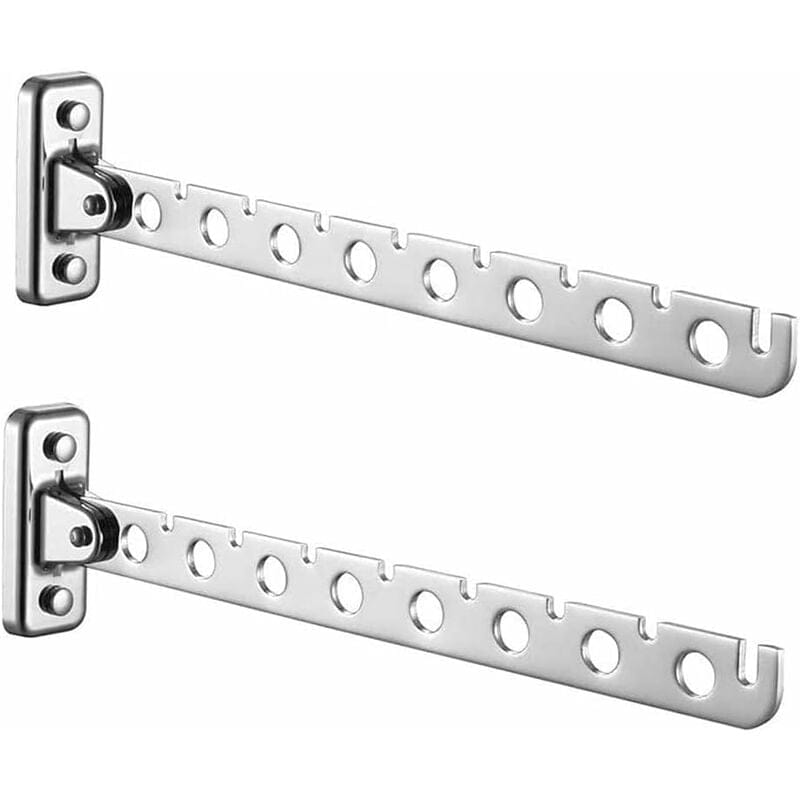 Juego de 2 tendederos plegables de pared de acero inoxidable soporte de pared para ropa lavanderia 8 agujeros plateados Leroy Merlin
