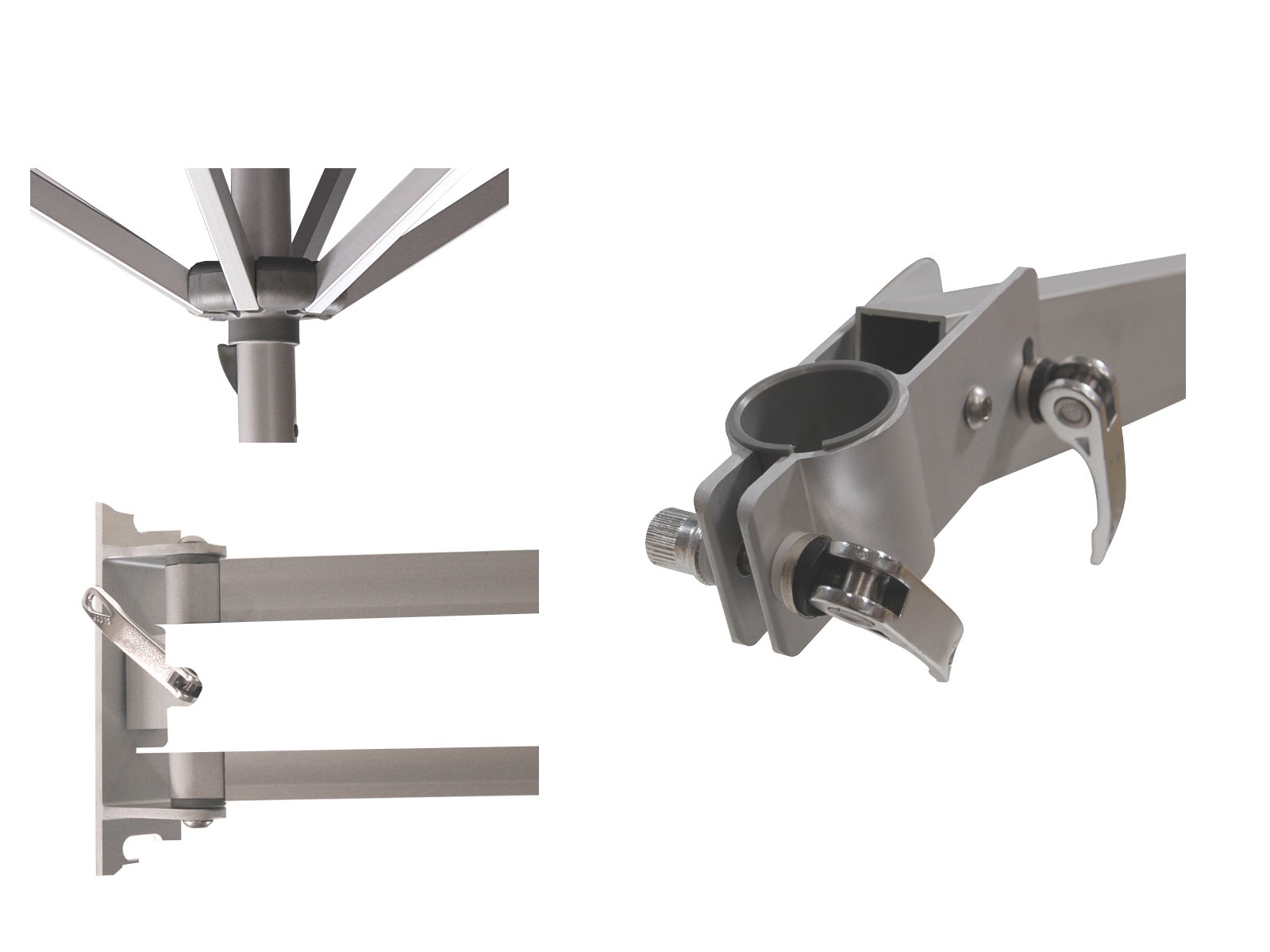 Parasol Mural Aluminium, Hexagonal 250 cm, Taupe - 5