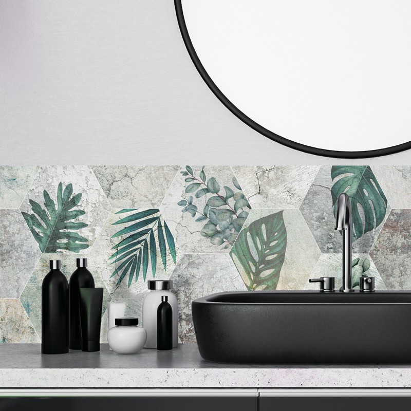 Lote de 2 tiras adhesivas de pvc para baño - 2 x (70 x 30 cm) - 99deco - mix & végétal