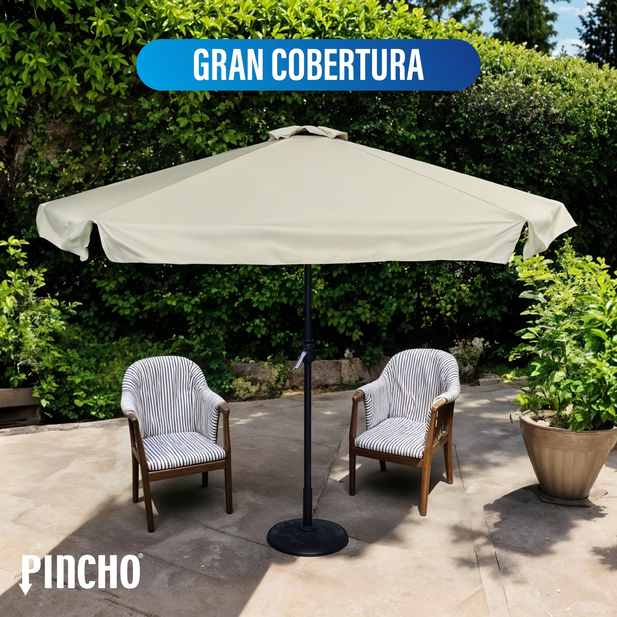 Sombrilla Terraza Exterior 3M – Parasol Grande para Jardín con Protección Solar UV50+, Apertura con Manivela - 3