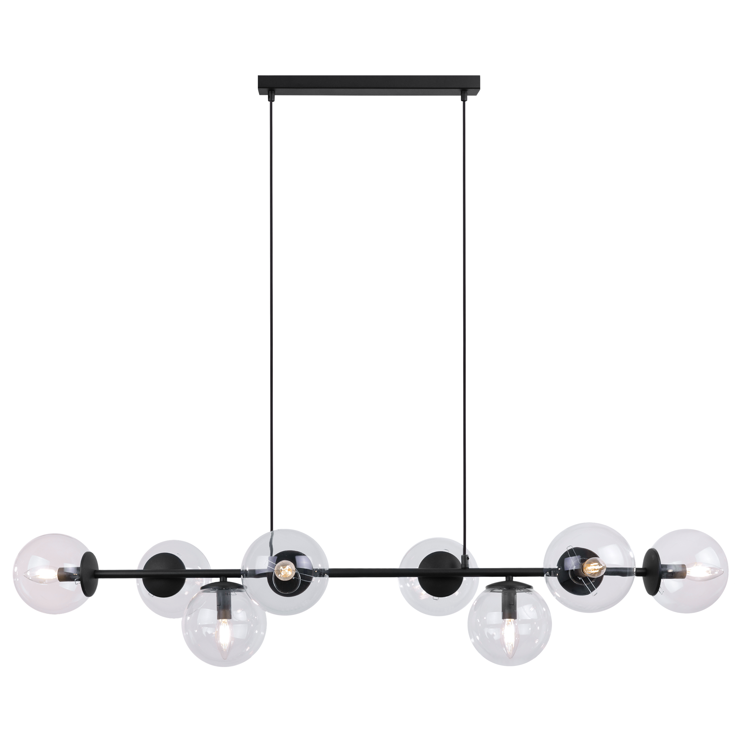 Lampa sufitowa wisząca Siena czarna glamour 8xE14 klosz kula bezbarwna Light Home LH