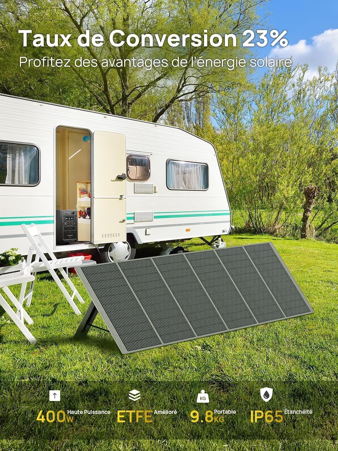 Générateur solaire portable AFERIY P310 3840 Wh, 3600 W avec panneau pliable AF-S400A1 400 W, LiFePO4 & UPS pour maison et camping-car - 6