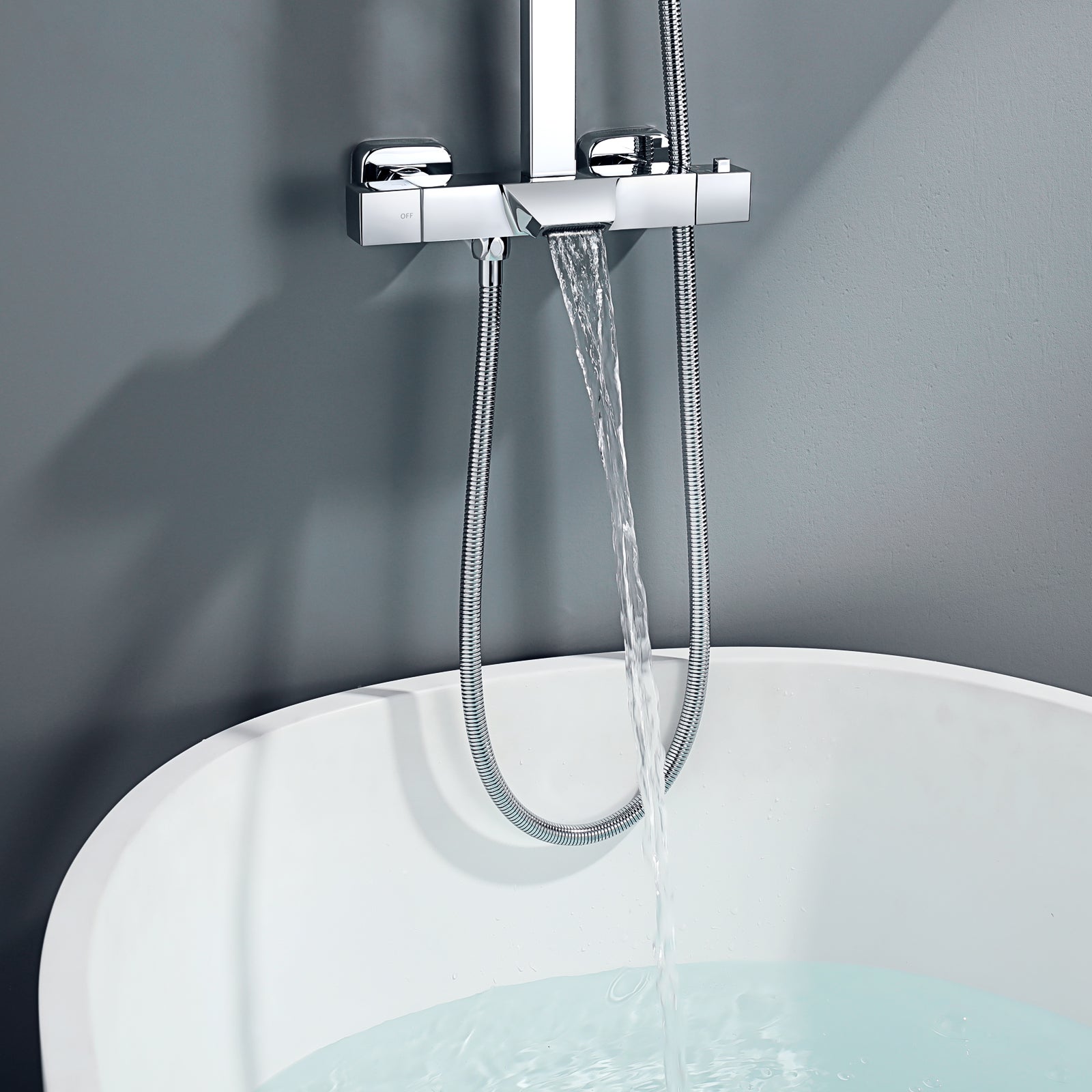 Colonne de Douche Thermostatique,Réglable en Hauteur,Système de douche en Laiton,3 Modes de Douche,Ensemble de Douche Mural,Chromé - 7