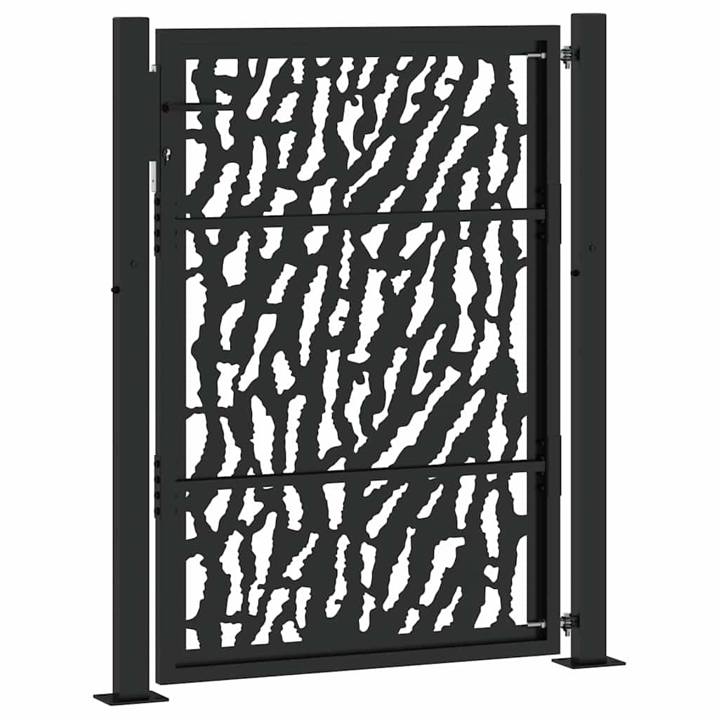 vidaXL Portail de jardin noir 100x125 cm en acier avec motif de traces - 5