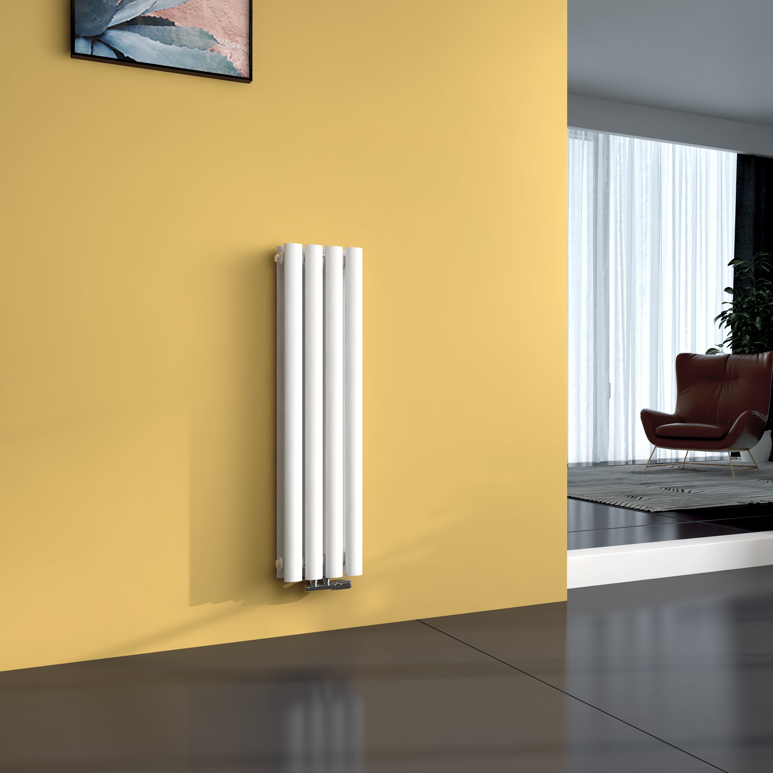 EMKE Radiateur eau chaude en acier Tube Rond Radiateur Mural Blanc — free download