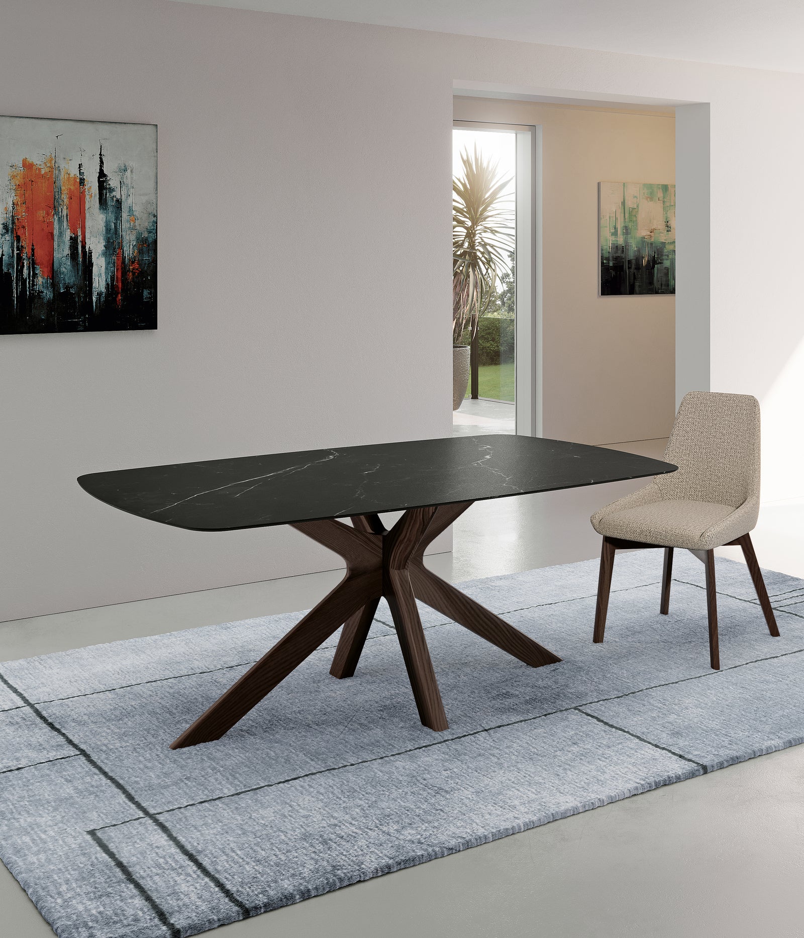 Gemini - Stół stały (180 x 90 x 76 cm) z czarnej ceramiki