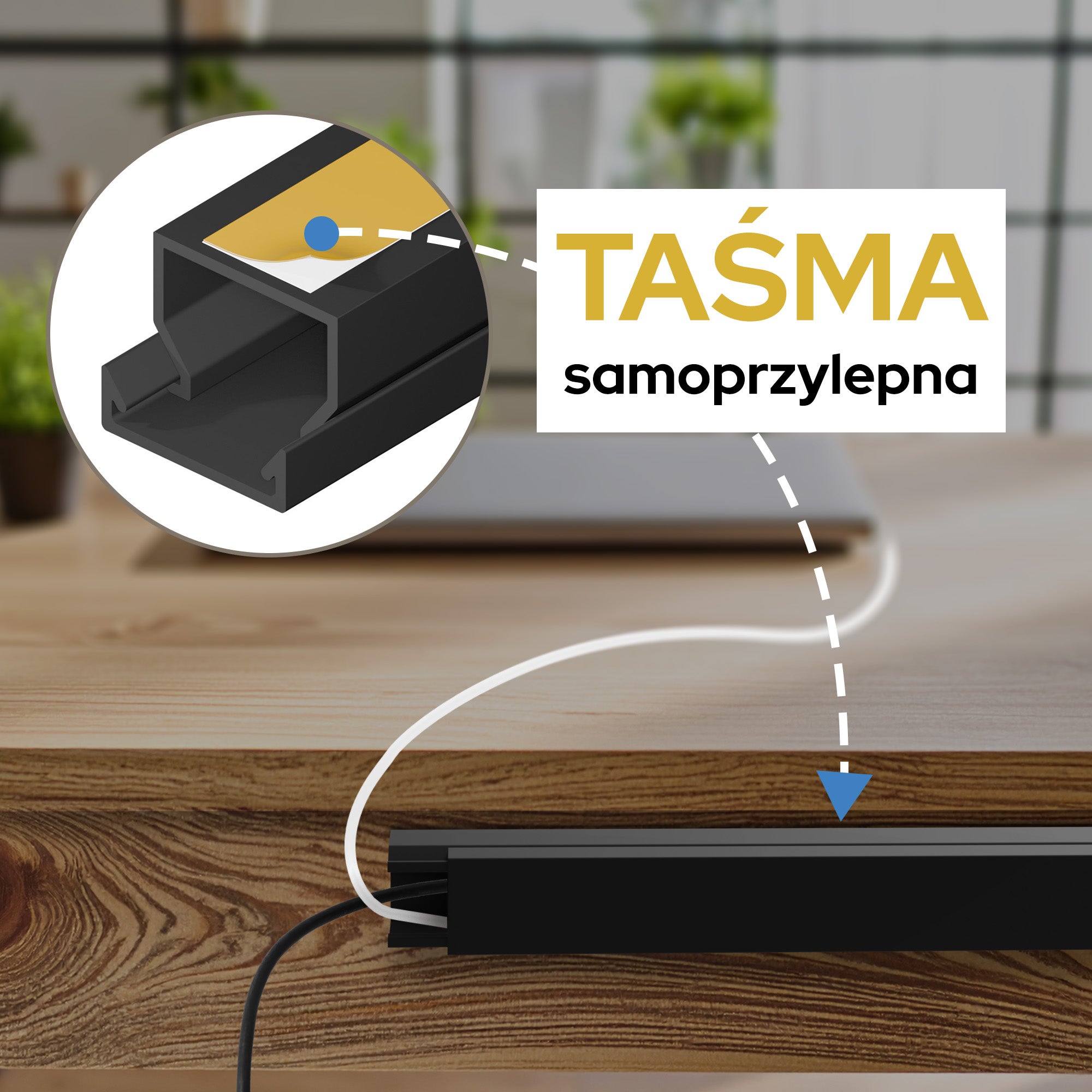 Korytko elektroinstalacyjne samoprzylepne 25/16 2m Kanał kablowy Ciemny antracyt EDO Technic - 6