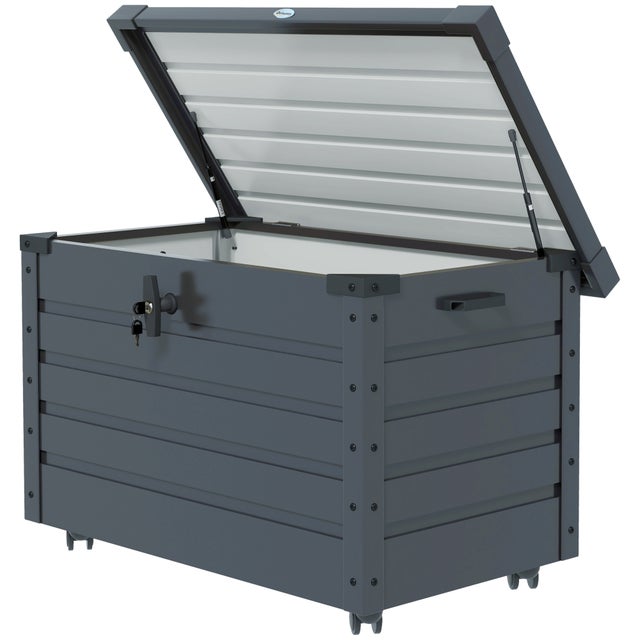 Baúl de Exterior Outsunny Acero Galvanizado Gris Oscuro 100x62x65 cm 84G-187V00CG