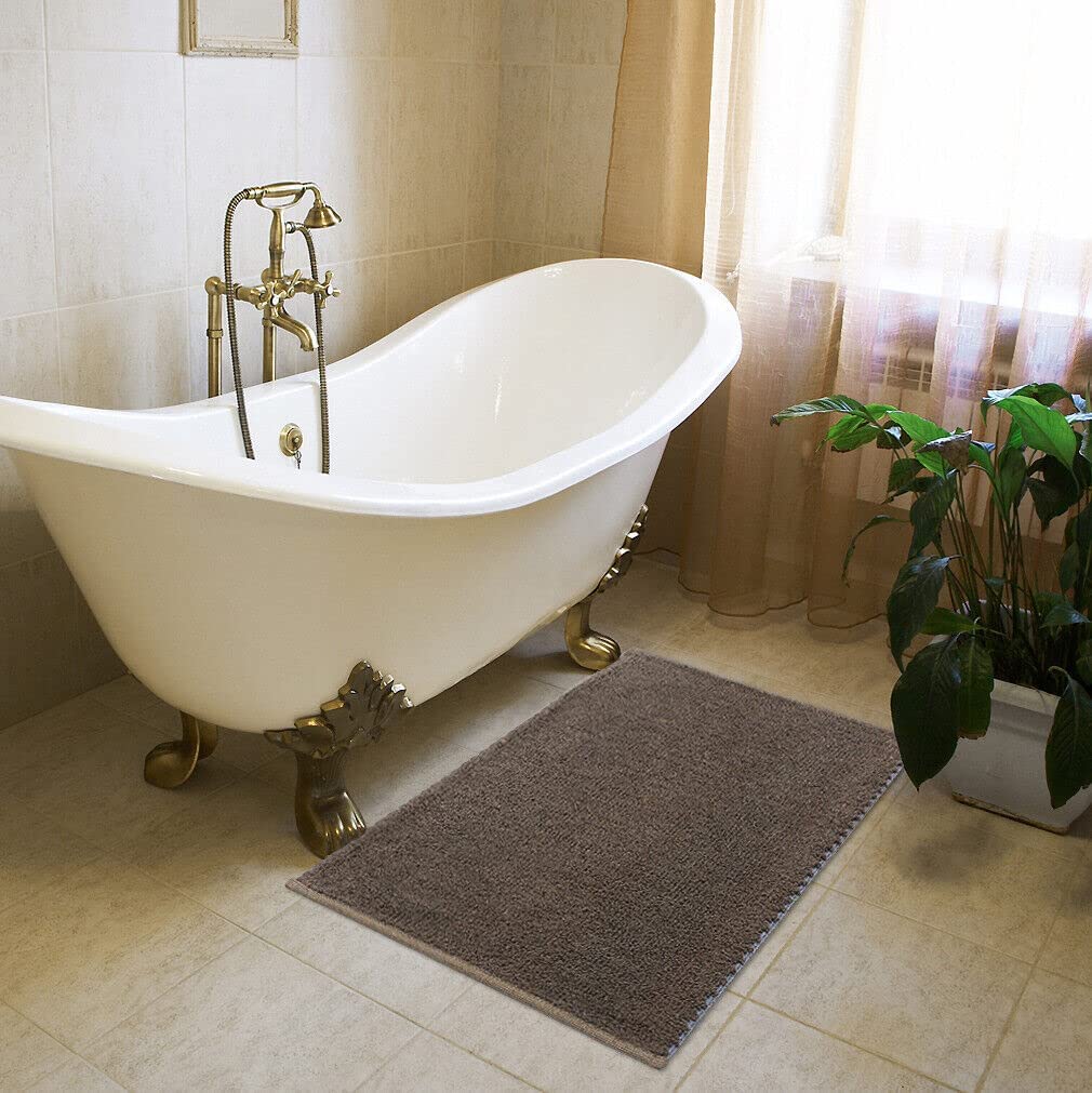 Tapete Banho 60x130 cm Tapete De Cabeceira Quarto Algodão Puro Macio Lavável 100% Fabricado Em Itália Castanho - 3
