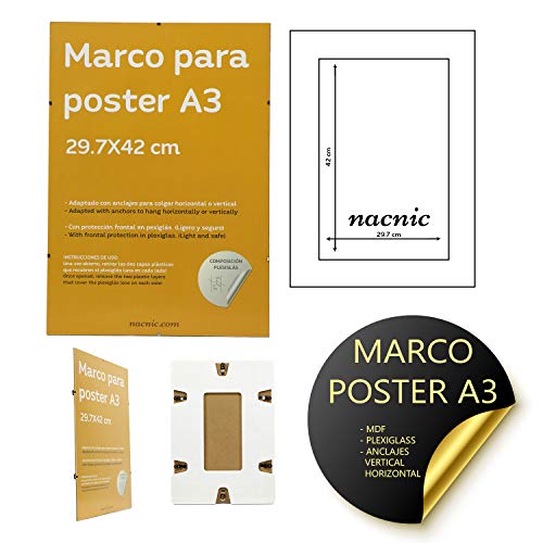 Nacnic Cadre à clip en verre acrylique transparent sans bord, protection et affichage de photographies, affiches, chambre ou bureau, A3 (29,7 x 42 cm) - 9