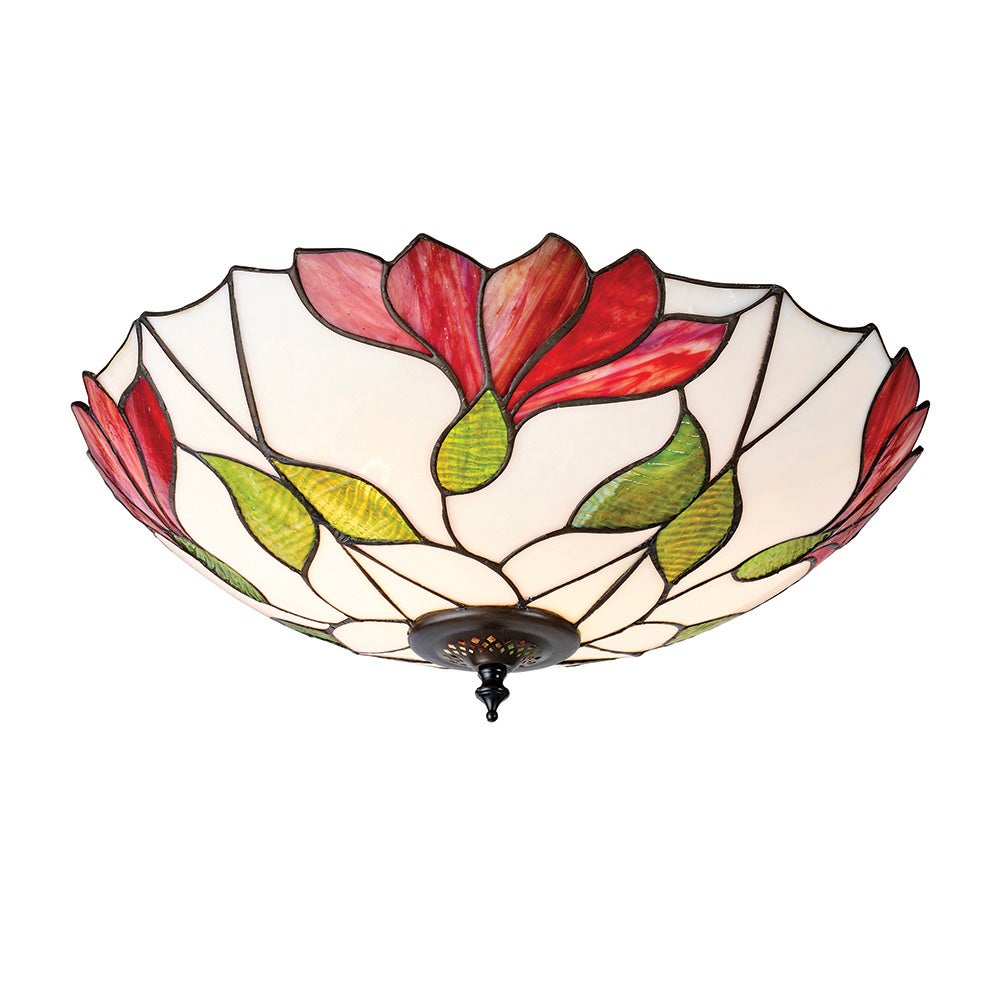 Plafon okrągły kwiaty BOTANICA brązowy 2xE27x20W szkło wym:16x45x45cm IP20 Tiffany