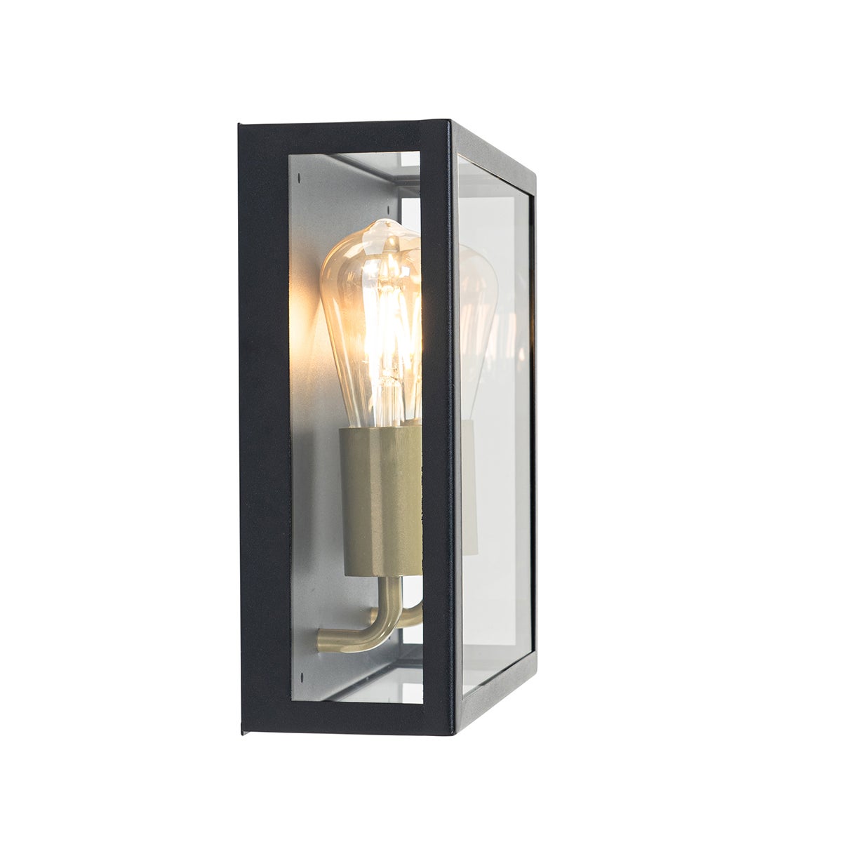 Qazqa industriel applique murale extérieure, lampe murale pour jardin - Rotterdam - laiton, max. 60w, e27, 28cm, IP23, carré, à - 9