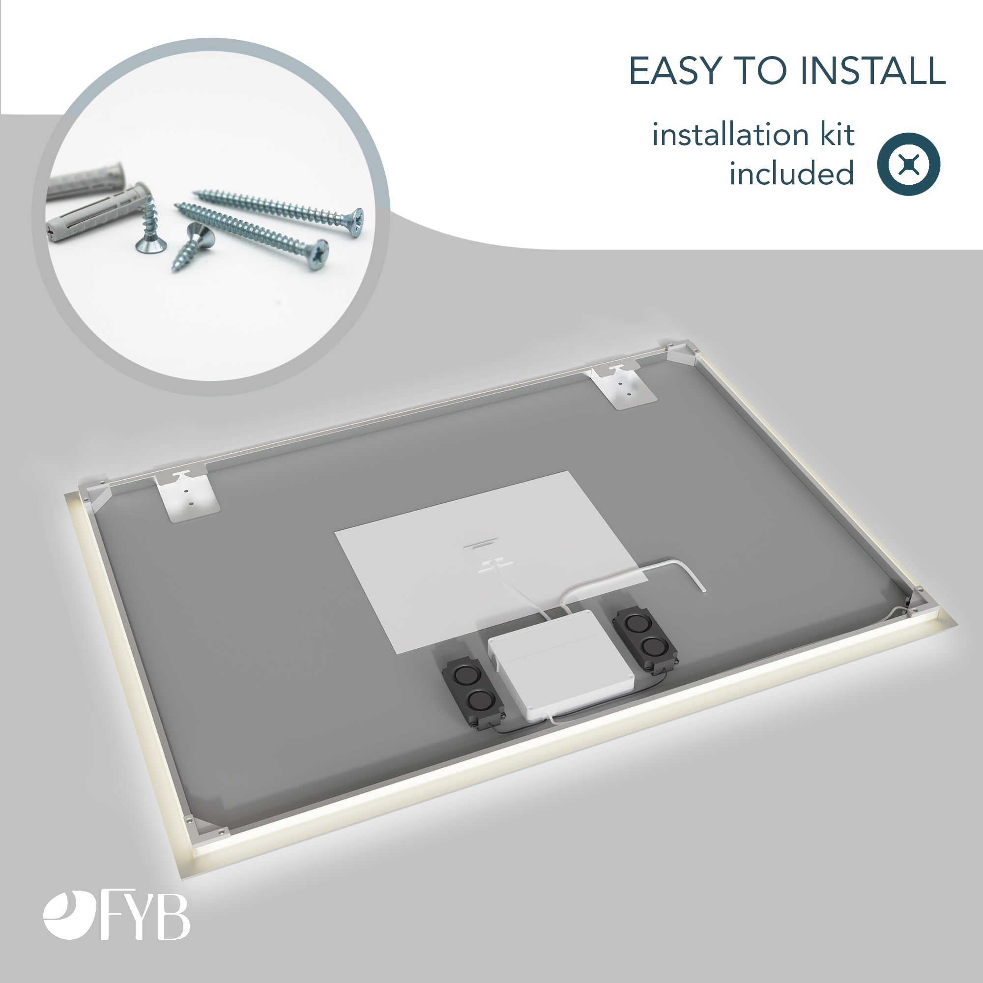 Feel Your Bath Espejo Bluetooth de Baño Rectangular, con Luz LED Regulable, 90x70cm, con Interruptor Táctil, Antivaho y Apagado Automático - 6