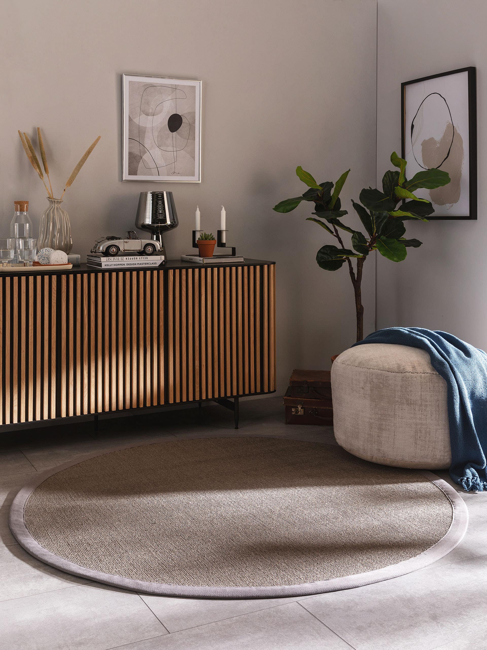 BENUTA - Tapis sisal gris ø 200 cm rond | Leroy Merlin