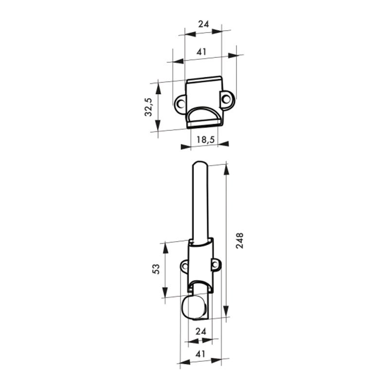Verrou à plaquer à coulisse - Hauteur : 150 mm - THIRARD - 3