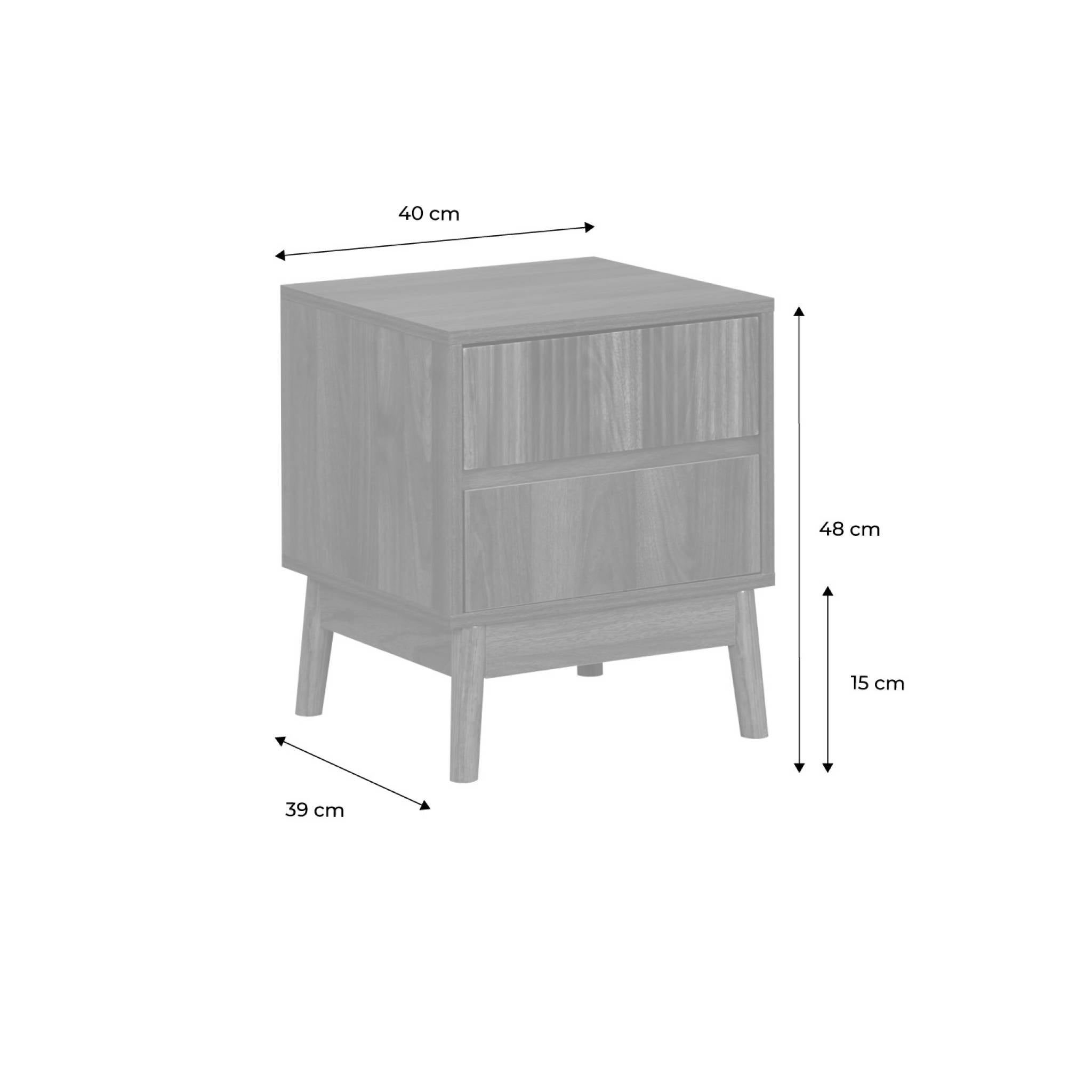 Lot de 2 tables de chevet deux tiroirs. décor bois de noyer et piétement en pin - Linear - 6