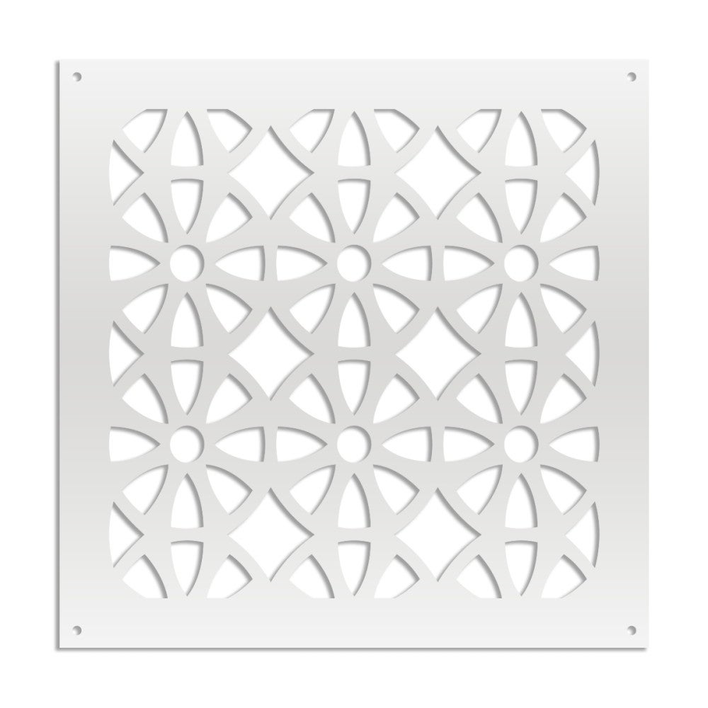 KOŁA - Panel perforowany z PVC - Osłona przeciwsłoneczna - Rozmiar 73x73 cm - Grubość 1 cm - Kolor BIAŁY