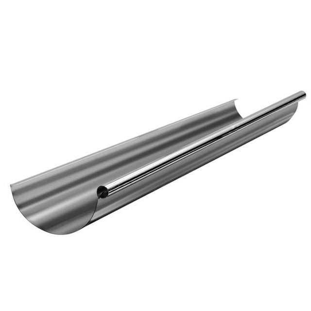 Gouttière demi-ronde zinc RG 280 argent, haute protection anti-corrosion, montage facile sans soudure - ZAMBELLI