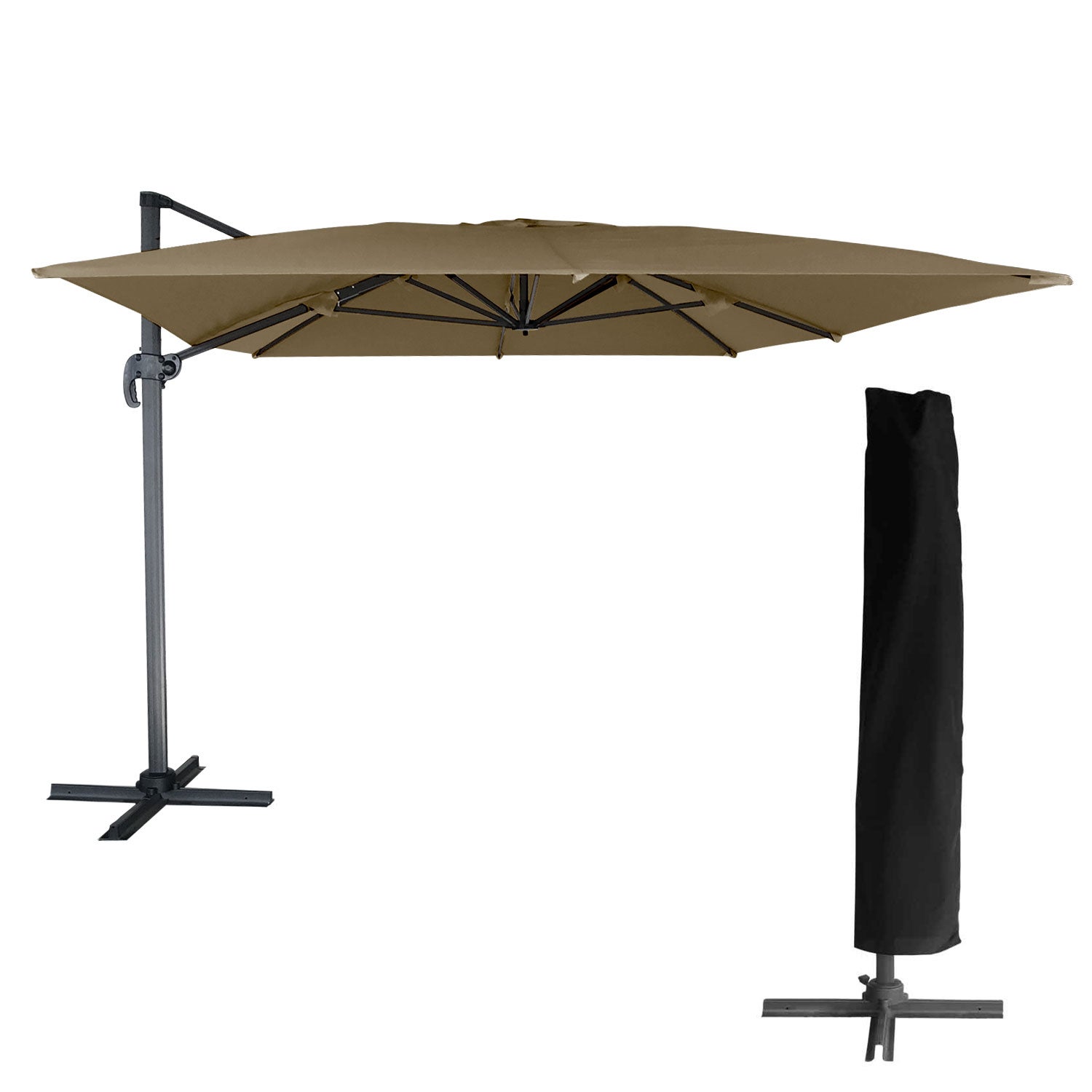 Offset MOLOKAI parasol prostokątny 3x4m taupe + pokrowiec