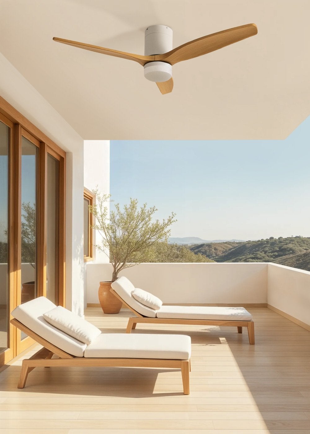 WIND CALM M - Ventilateur de plafond silencieux 40W avec pales techniques en ABS de différentes tailles avec eclaraige sans wifi - 5