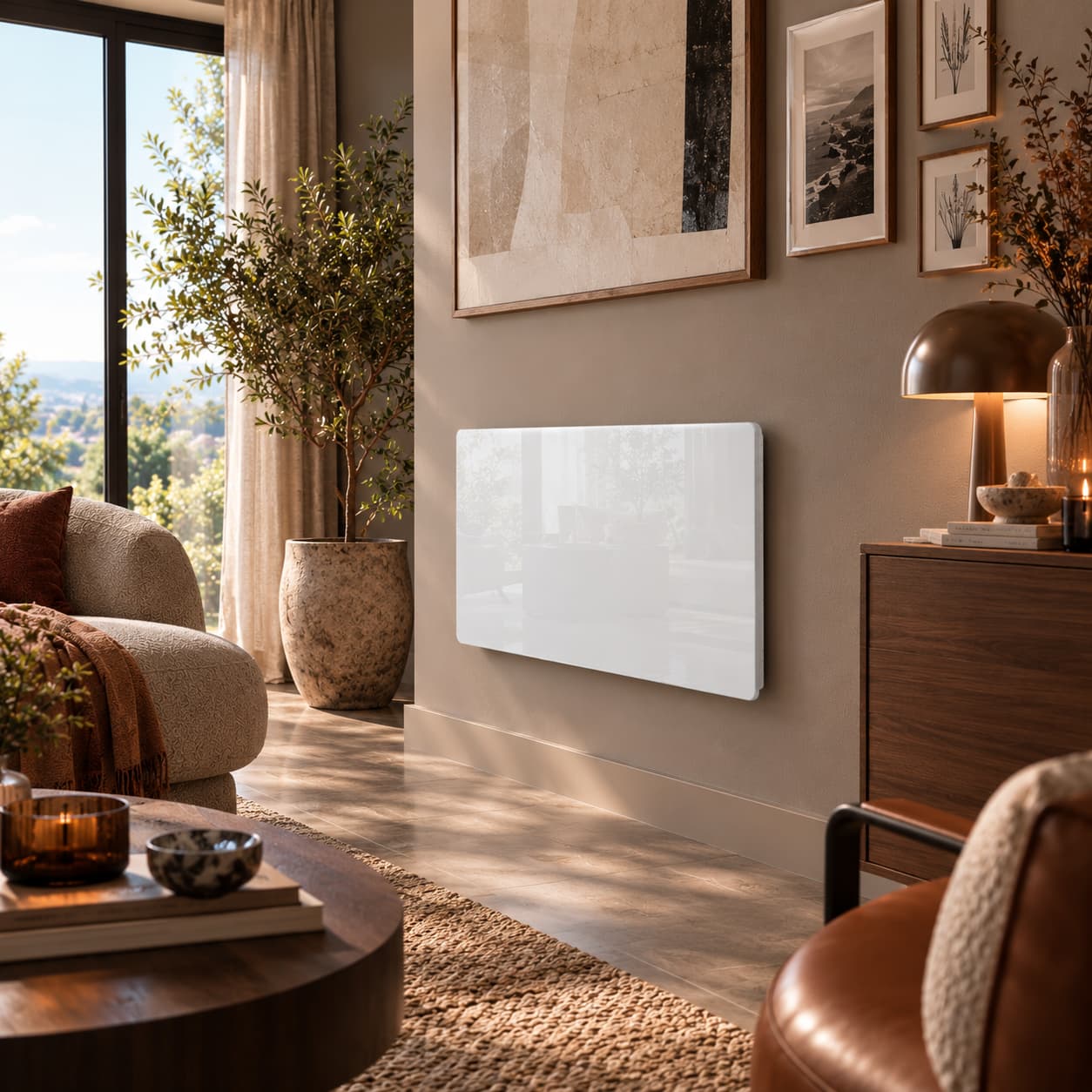 Kalia Radiador Eléctrico De Vidrio Cerámico 1500W Glass Blanco Cerámico, Leroy Merlin