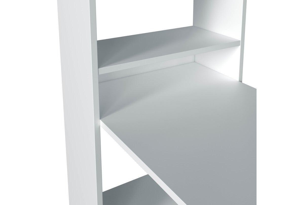 Bureau ADELE avec étagère de rangement réversible intégrée L120cm X P53cm X H144cm - Blanc / Bois - 7