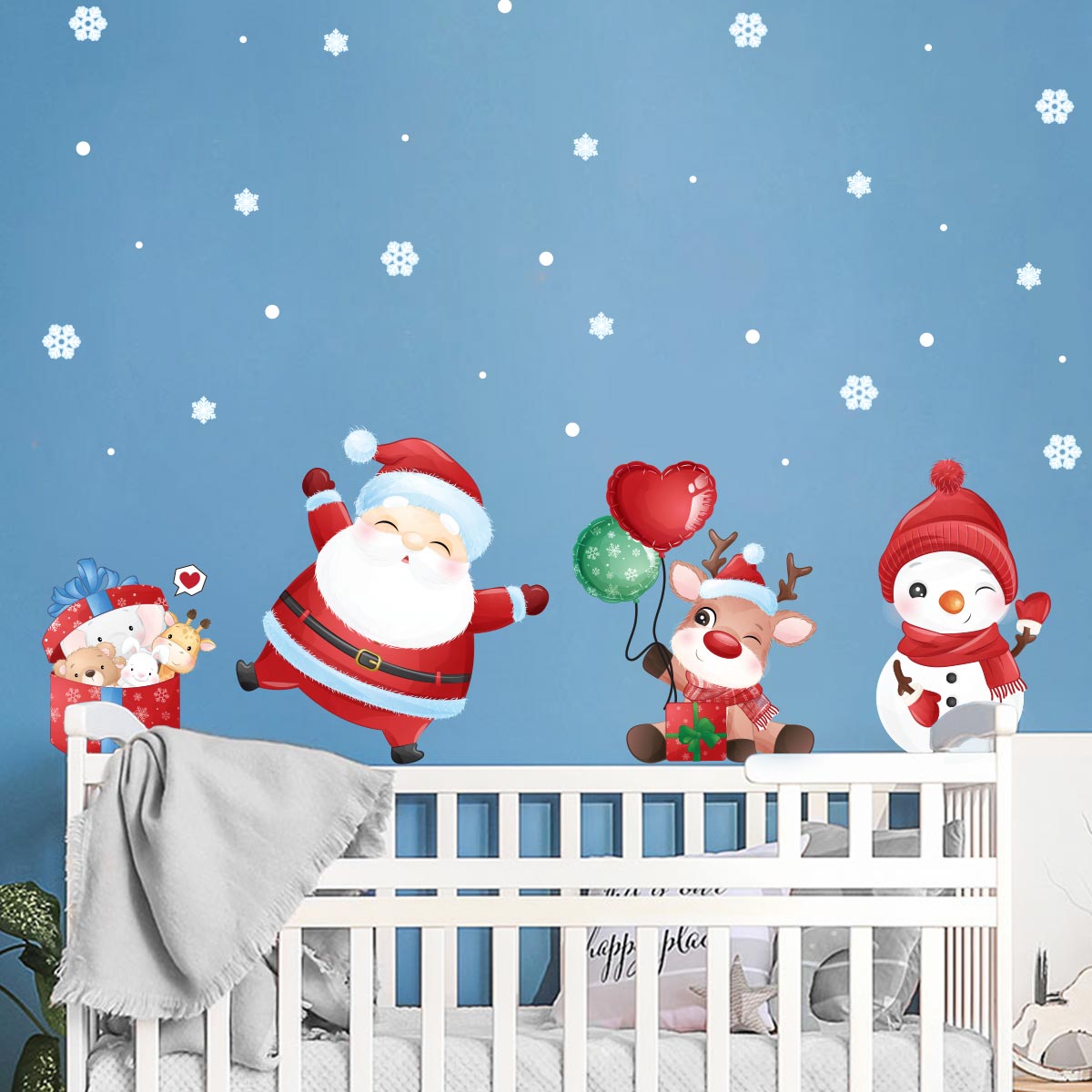 Vinilo navidad santa claus y regalos sorpresa - adhesivo de pared - revestimiento sticker mural decorativo - 80x120cm