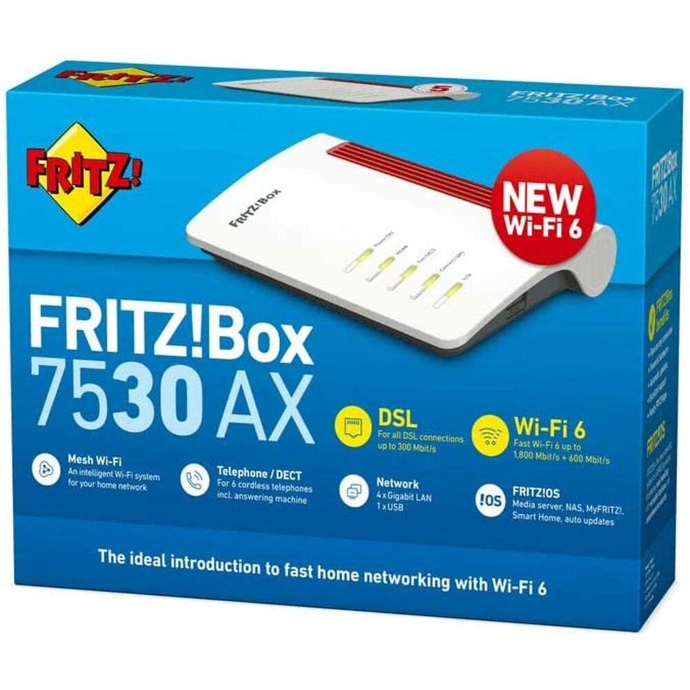 Fritz! Fritz! Box 7530 Ax Router Inalámbrico Gigabit Ethernet Doble Banda (2,4 Ghz / 5 Ghz) Blanco , Leroy Merlin