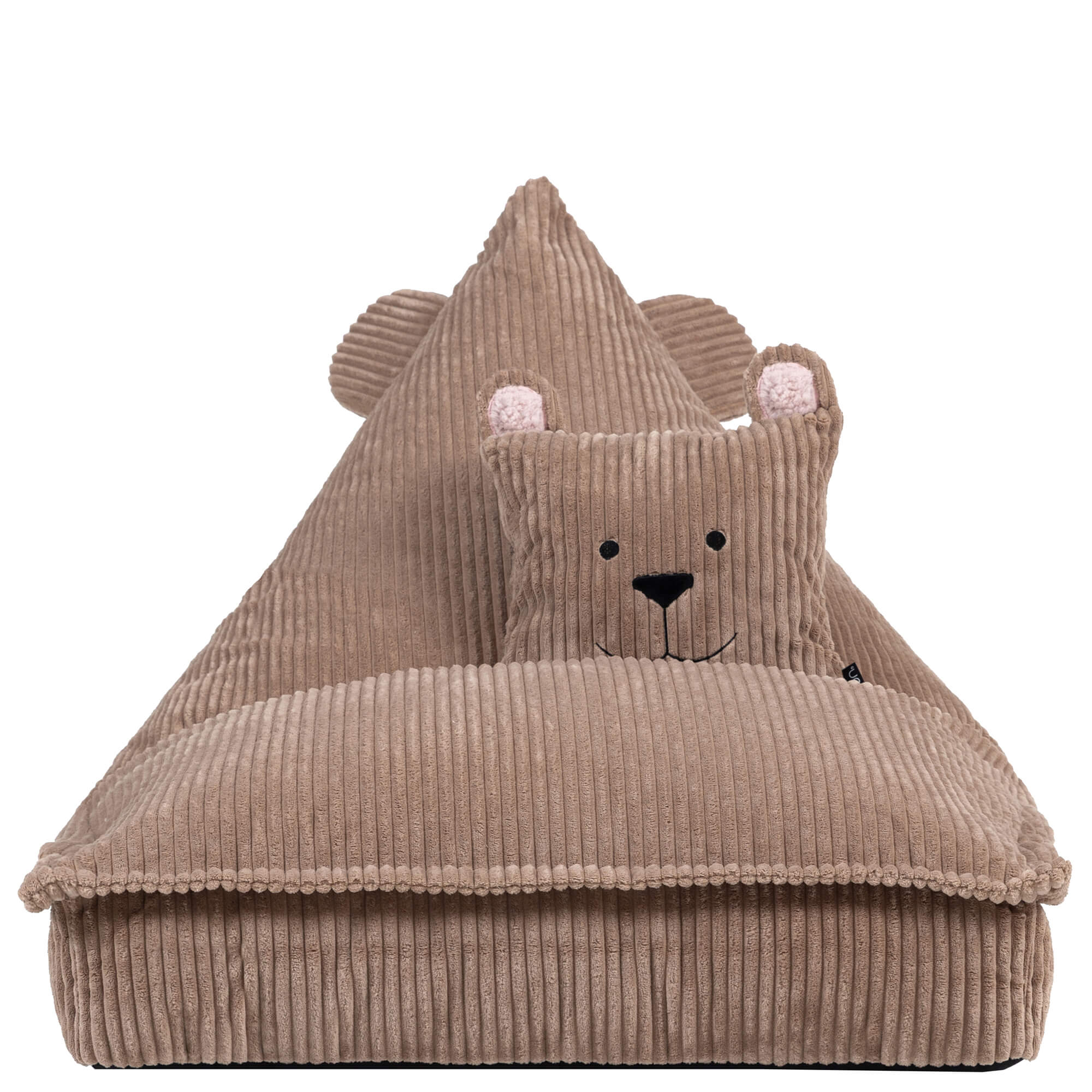 Pouf enfant Icon chauffeuse animal avec coussin, velours côtelé Oeko-Tex®, ours brun, chambre, salon, 102x72cm - 4