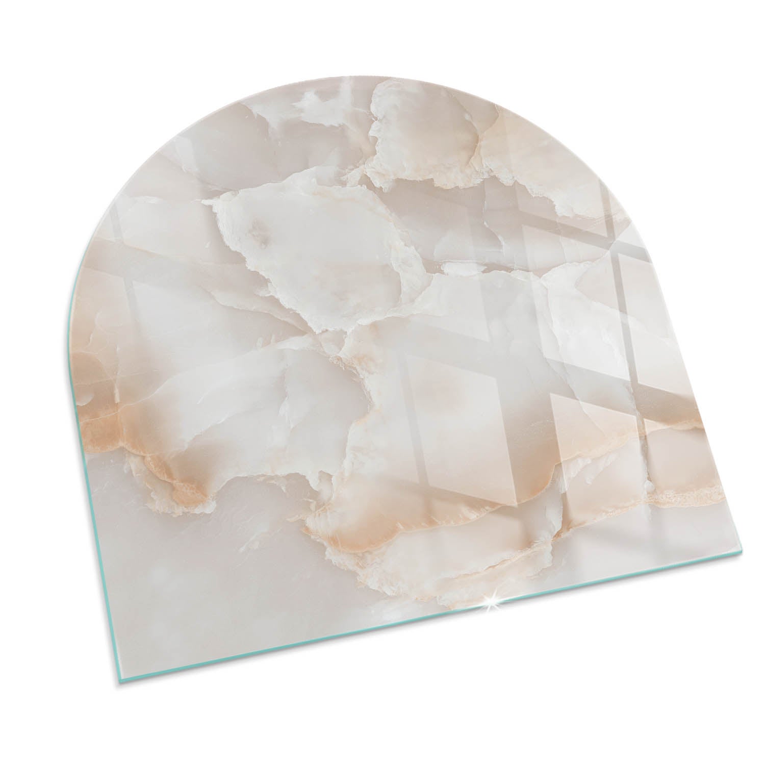 Szyba hartowana pod kominek, szkło zabebzpieczające podłoge, nowoczesny design | 100x100 | Półkole | Naturalny wzór kamienia