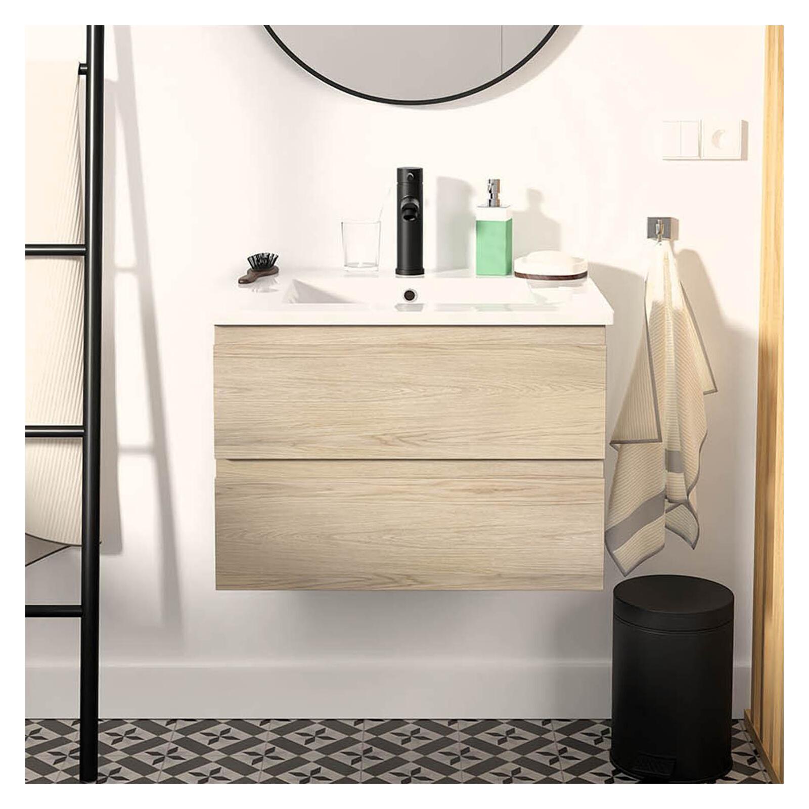 Conjunto de lavabo con encimera de cerámica y grifería 60cm sorrento
