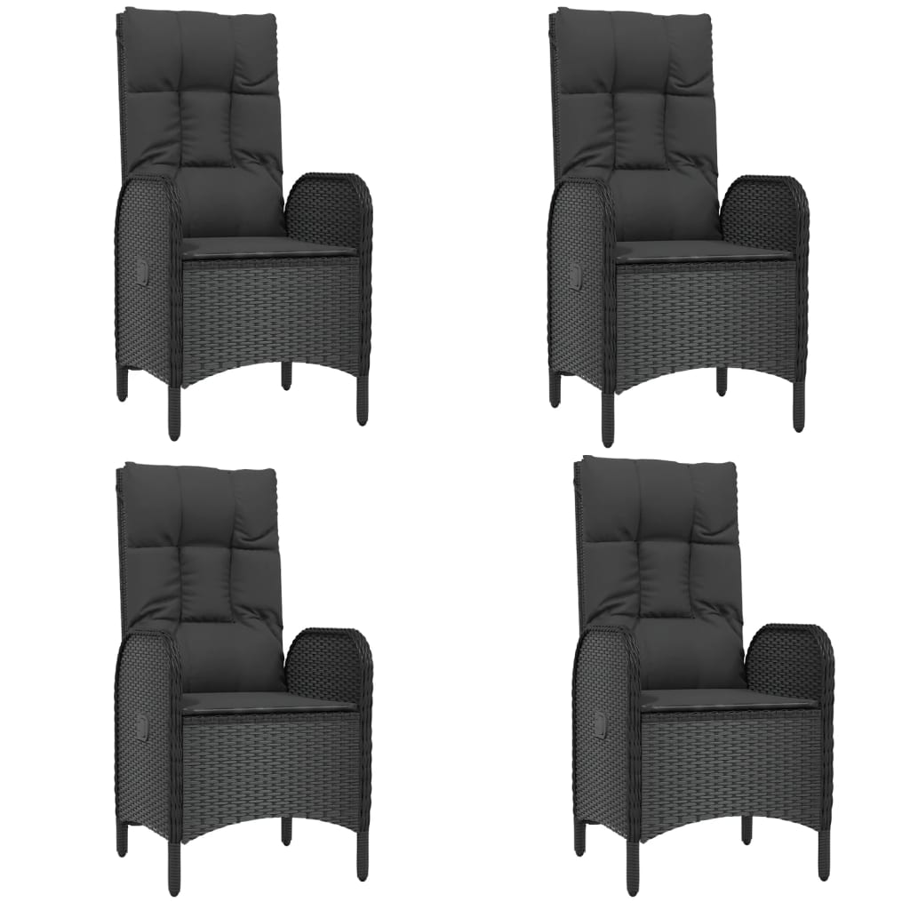 Maison Exclusive - Set da Pranzo da Giardino 5 pz Nero con Cuscini in Polyrattan - 4