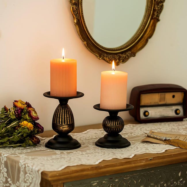 Set di 2 portacandele in ottone, decorazione per la casa, tavolo vintage Decagon, decorazione per caminetto - Italia Set di 2 portacandele in ottone, decorazione per la casa, tavolo vintage Decagon, decorazione per caminetto - Italia