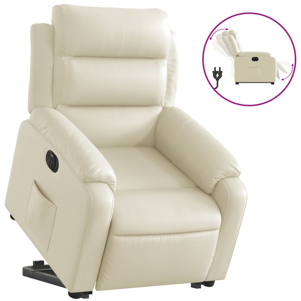 Fauteuil inclinable électrique crème similicuir - 2