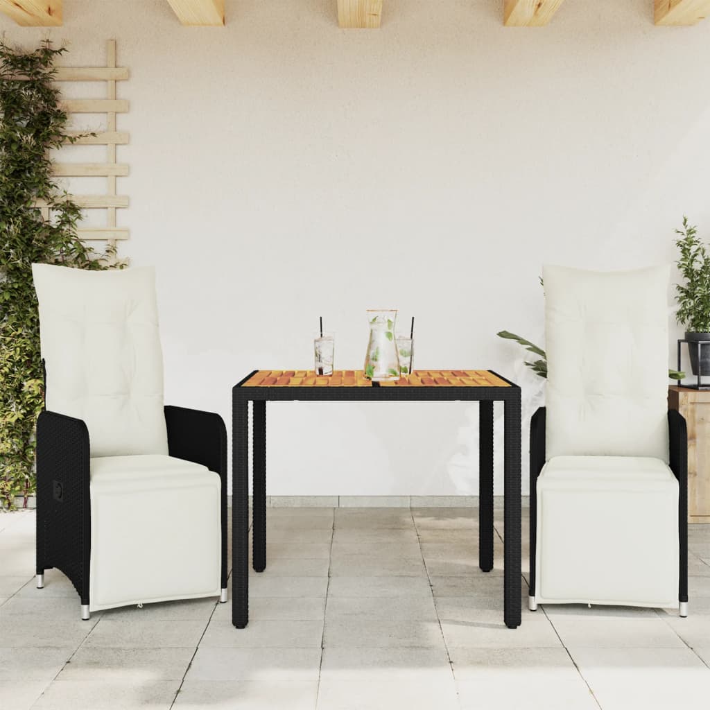 3-cz. zestaw ogrodowych mebli bistro z poduszkami, czarny vidaXL