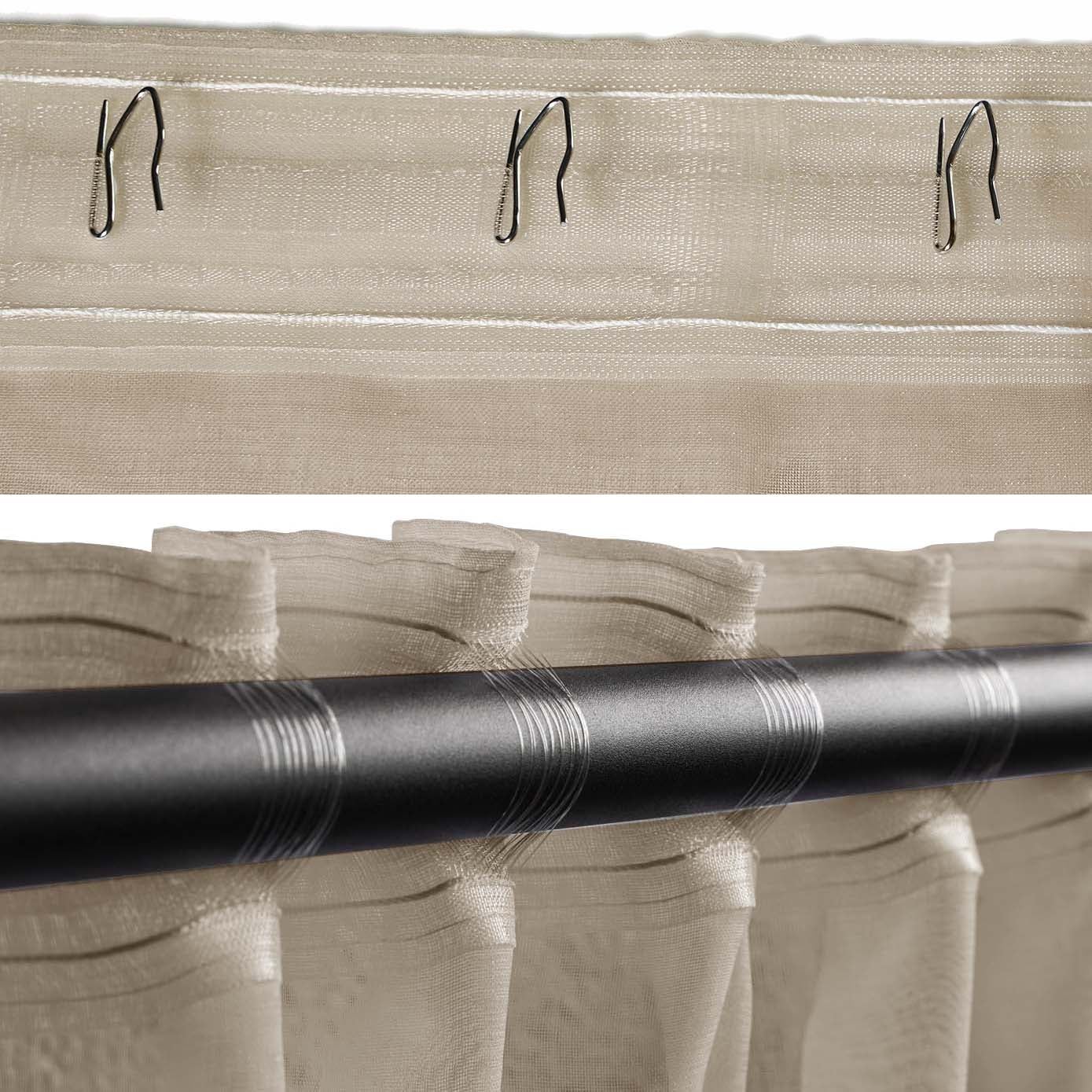 Rideau voilage transparent à galon fronceur - 140x270cm - Sable - HOOMstyle - 7