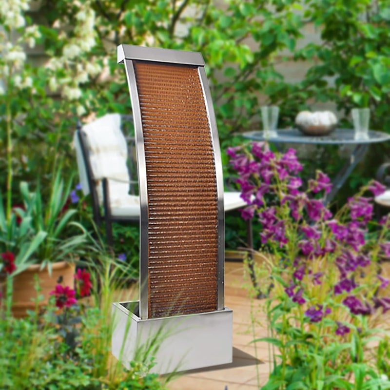 Köhko® Ściana wodna w kształcie żagla wykonana ze stali Corten Wysokość 110 cm z LED Fontanna tarasowa Fontanna wewnętrzna Venezuela 32004 Wariant-2