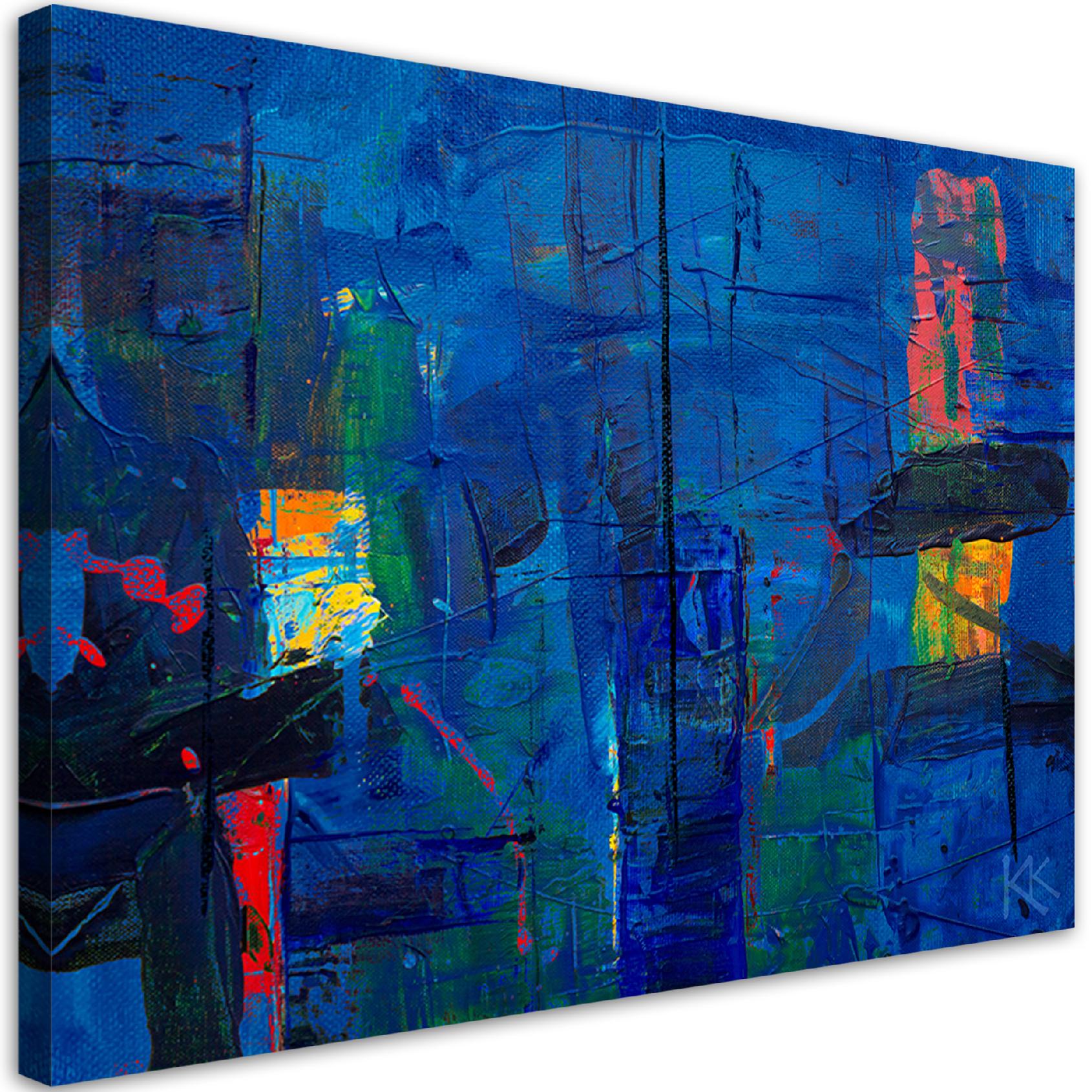 Obraz na płótnie, Niebieska abstrakcja ręcznie malowana 120x80