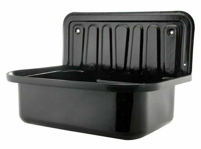 Zlew gospodarczy 49x37x34cm stalowy emaliowany czarny, montaż naścienny