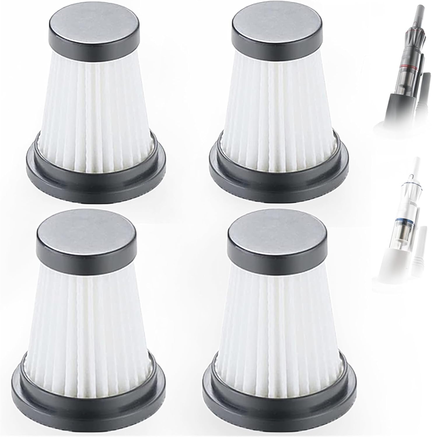 Zestaw 4 filtrów wymiennych do odkurzaczy bezprzewodowych Moosoo K12, K12 Pro i K13, Genius Invictus One 1.0 X7/2.0 i Foxnovo 13KPA.