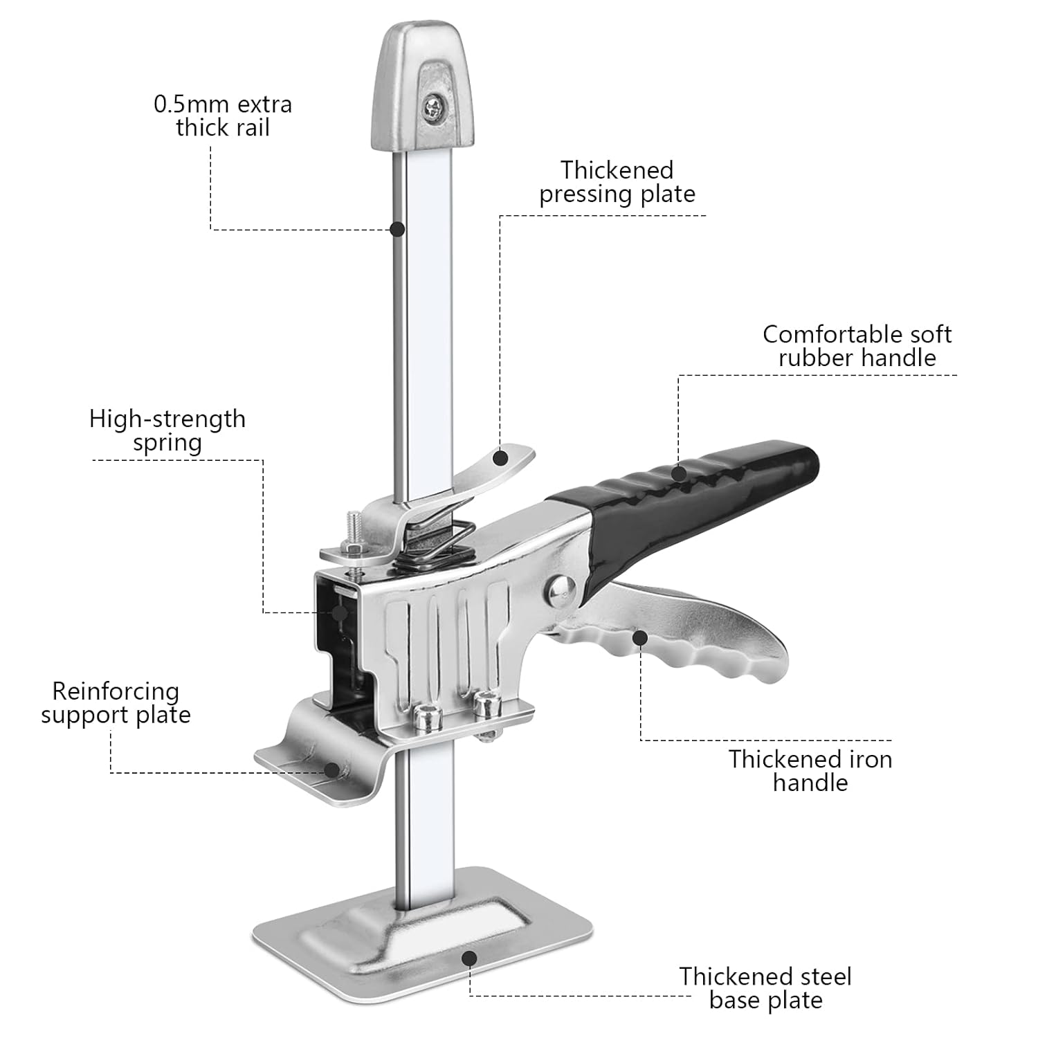 2 Alzacristalli Manuali Mobile - Leva A Cricco Per Sollevamento Fino A 220 Kg, Nero