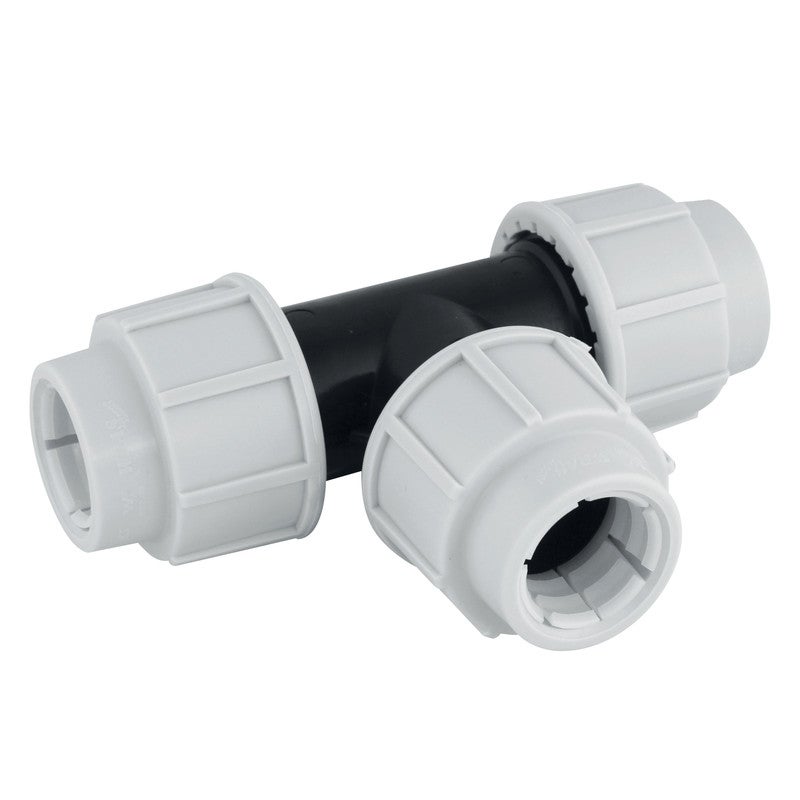 H2O-Flex Black Edition Lot De 25 Raccords En T 25mm X 25mm X 25mm Polypropylène DVGW Pour Tuyau PE
