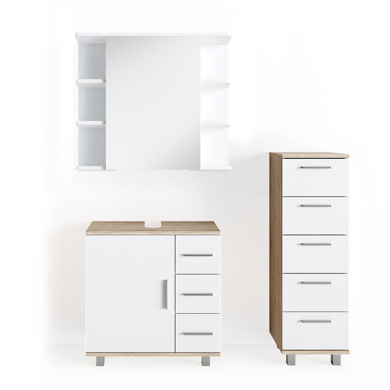 Vicco Zestaw mebli łazienkowych Ilias, Sonoma, 3 części, z szafką środkową