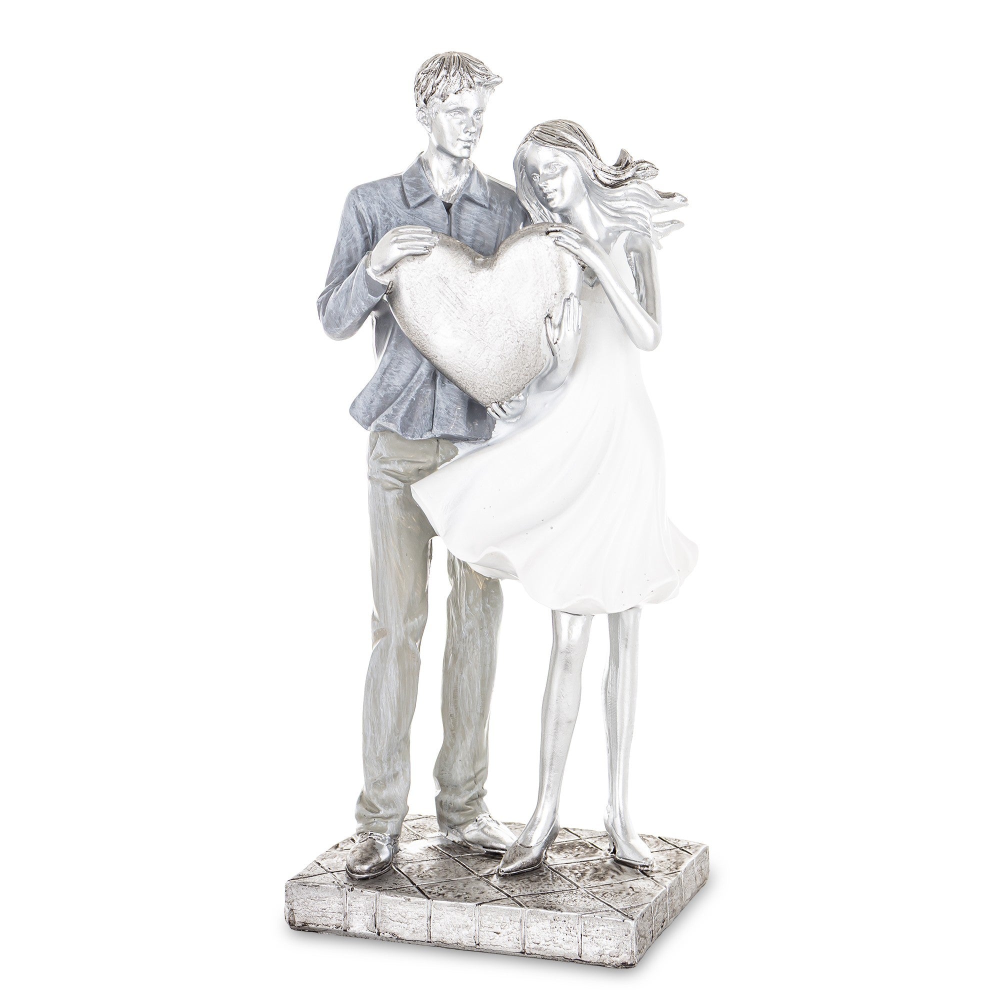 Dekoracja - figurka 26x11x8 cm PARA - z dużym sercem