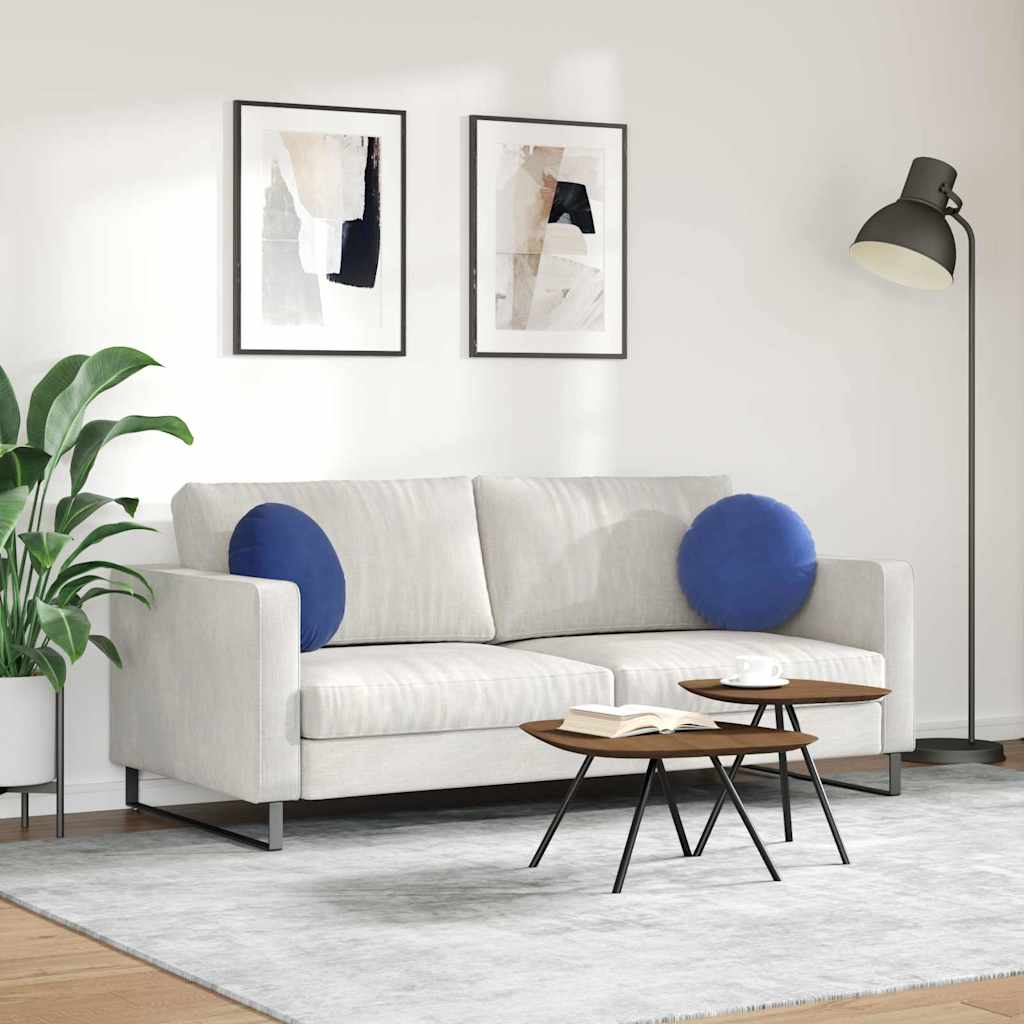 Cojines para asiento 2 pcs Azul Policía Ø 40 x 13 cm Terciopelo - 4