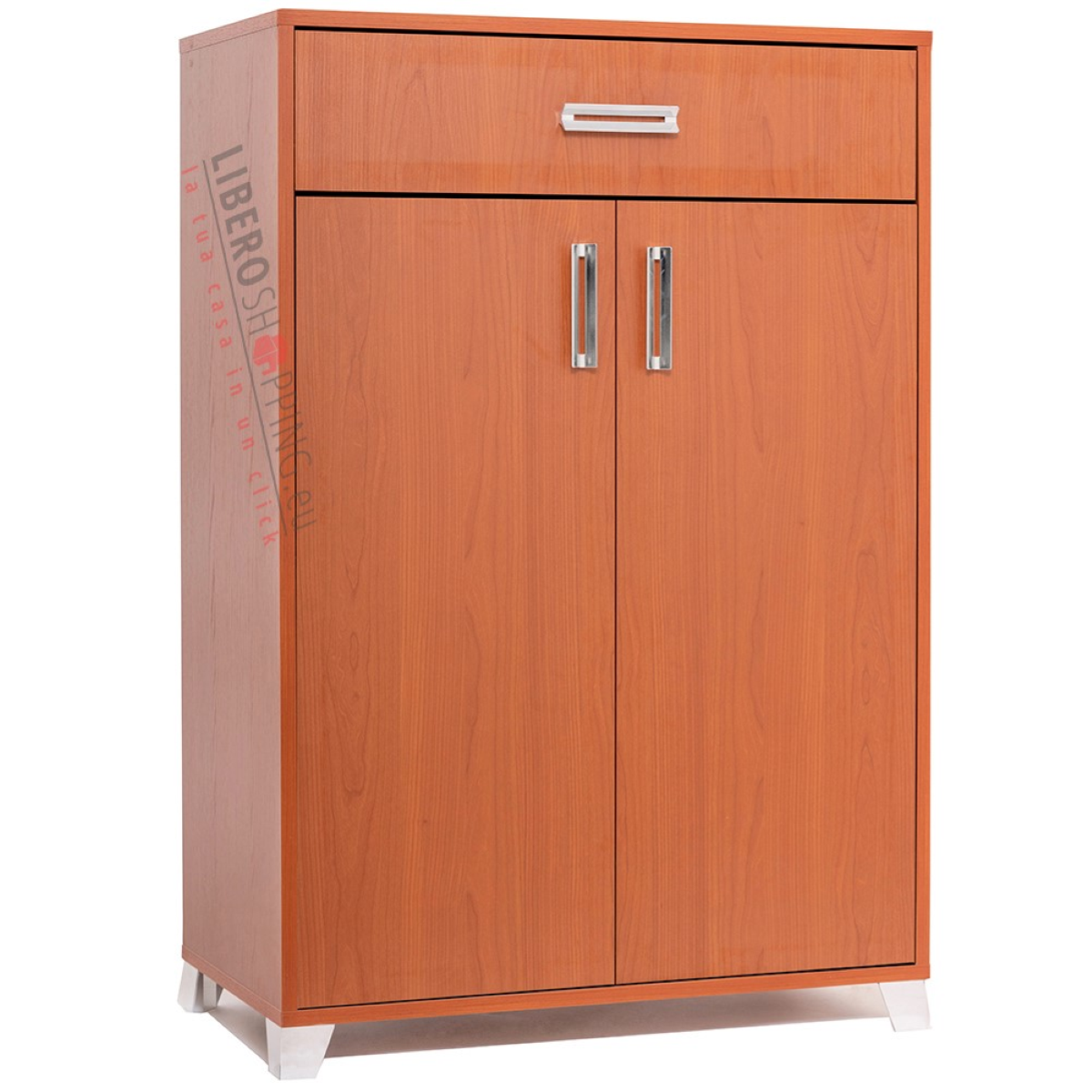Armadio A Muro Con 2 Ante 80x40x80 Cm - Credenza In MDF, Colore Ciliegio, Con Serratura
