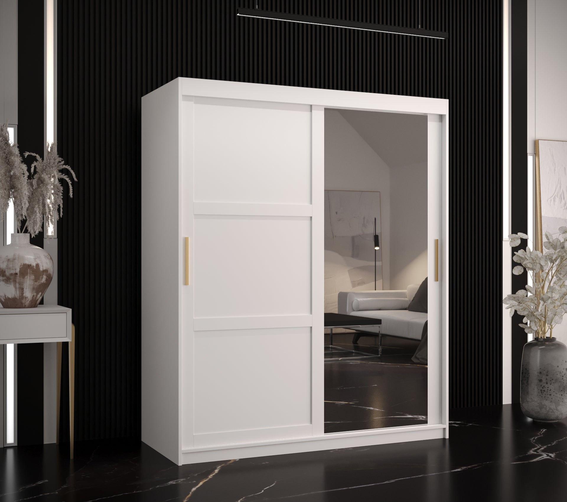 Szafa przesuwna garderoba RAMIRO 2 150 x 62 x 200 cm Biały - Abiks Meble - 2