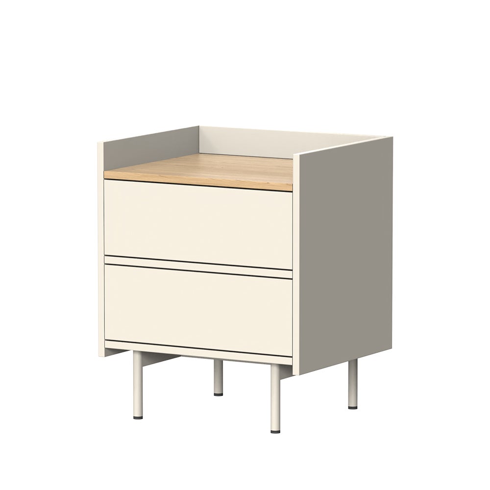 Vicco Stolik nocny Velina, Kremowy, 48 x 58 cm z 2 szufladami