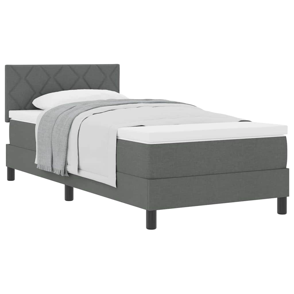 Cadre de lit avec matelas Gris foncé 90 x 200 cm tissu - 3